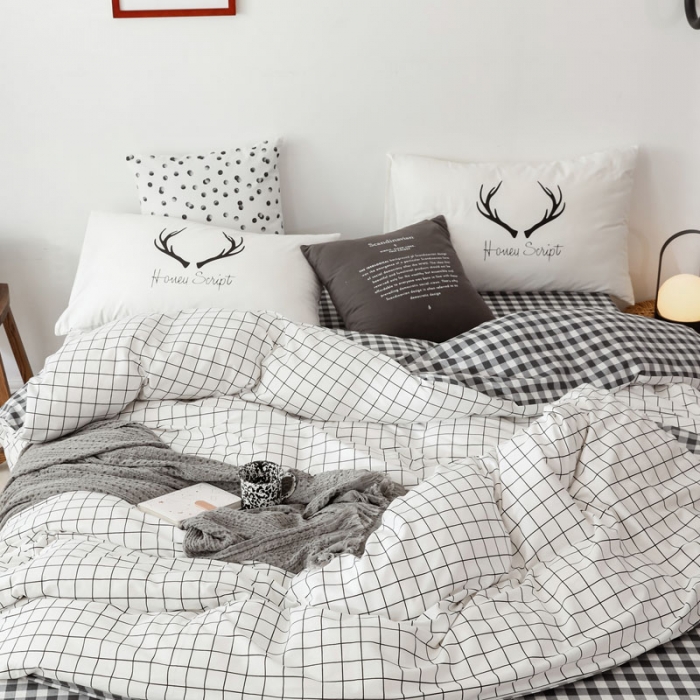 91家纺网 家纺一手货源 找家纺 艾沁 2019新款纯棉北欧极简主义系列四件套 马赛