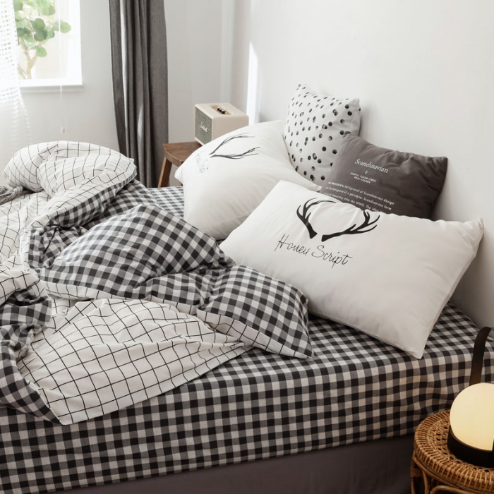 91家纺网 家纺一手货源 找家纺 艾沁 2019新款纯棉北欧极简主义系列四件套 马赛