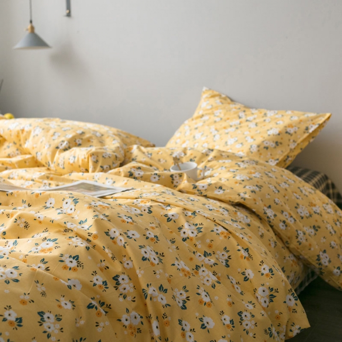 91家纺网 家纺一手货源 找家纺 艾沁家纺 iNS北欧小清新系列碎花全棉四件套 花海