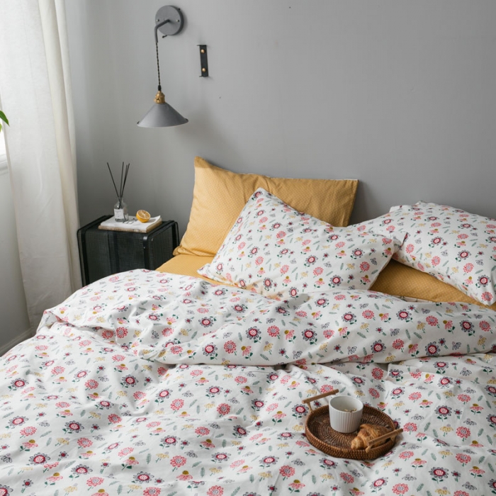 91家纺网 家纺一手货源 找家纺 艾沁家纺 iNS北欧小清新系列碎花全棉四件套 年华