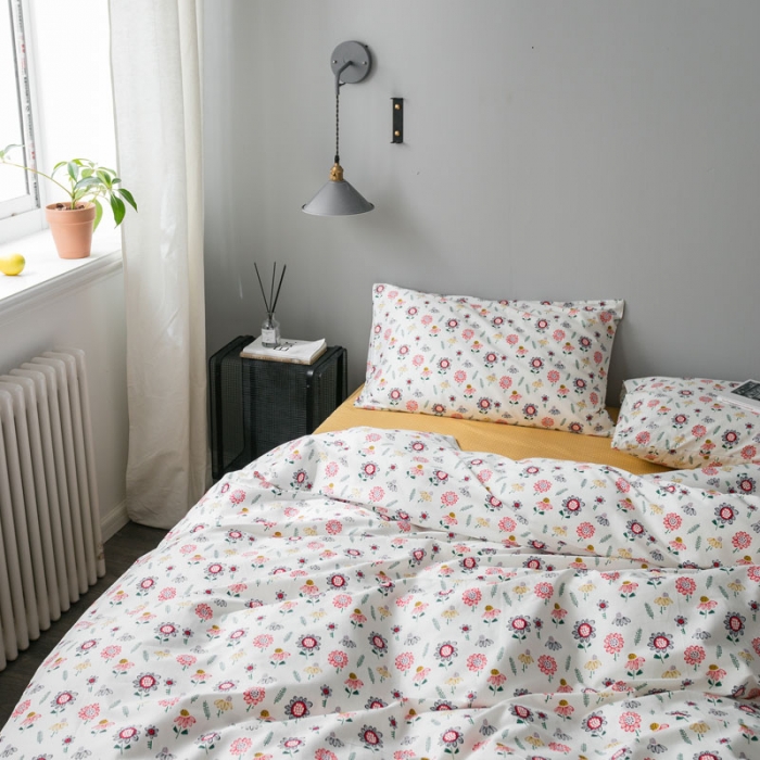 91家纺网 家纺一手货源 找家纺 艾沁家纺 iNS北欧小清新系列碎花全棉四件套 年华