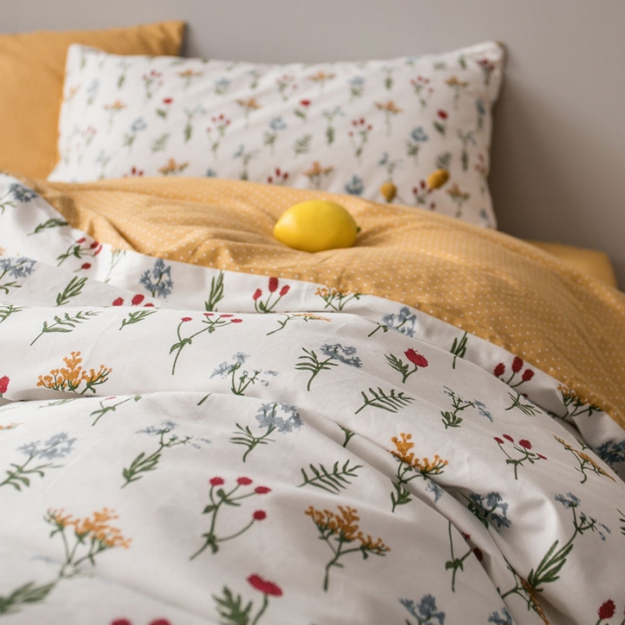 91家纺网 家纺一手货源 找家纺 艾沁家纺 iNS北欧小清新系列碎花全棉四件套 踏青