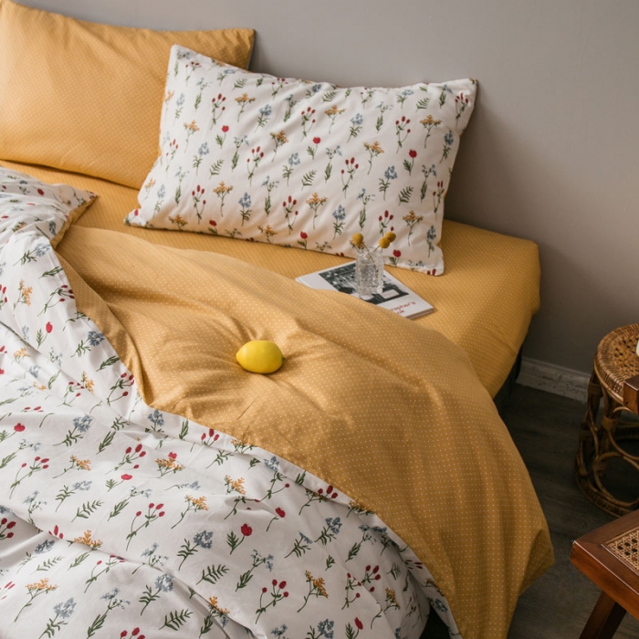 91家纺网 家纺一手货源 找家纺 艾沁家纺 iNS北欧小清新系列碎花全棉四件套 踏青