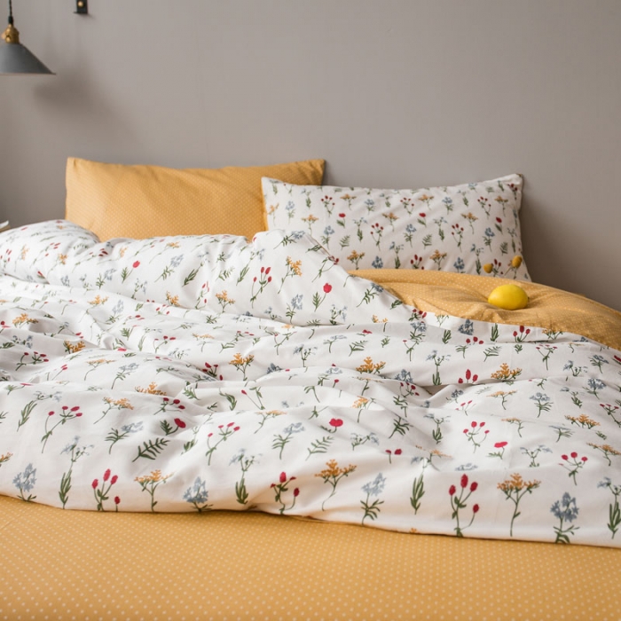 91家纺网 家纺一手货源 找家纺 艾沁家纺 iNS北欧小清新系列碎花全棉四件套 踏青