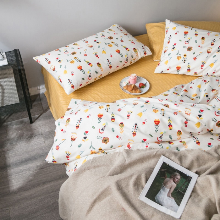 91家纺网 家纺一手货源 找家纺 艾沁家纺 iNS北欧小清新系列碎花全棉四件套 午后时光