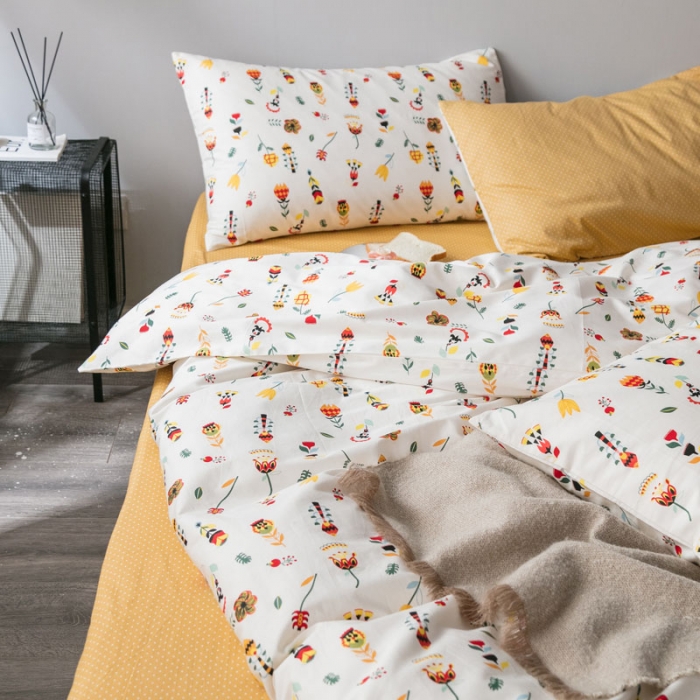 91家纺网 家纺一手货源 找家纺 艾沁家纺 iNS北欧小清新系列碎花全棉四件套 午后时光