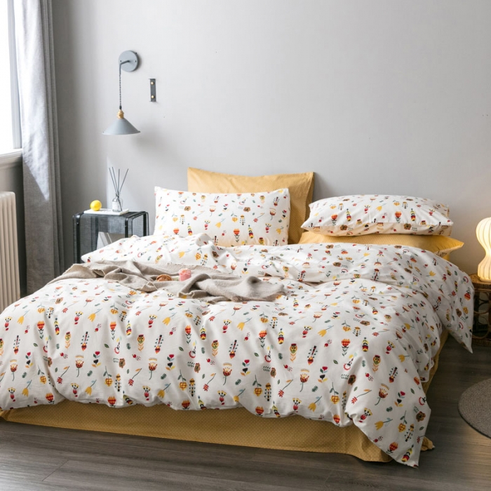 91家纺网 家纺一手货源 找家纺 艾沁家纺 iNS北欧小清新系列碎花全棉四件套 午后时光