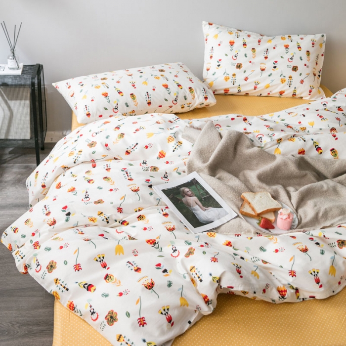 91家纺网 家纺一手货源 找家纺 艾沁家纺 iNS北欧小清新系列碎花全棉四件套 午后时光