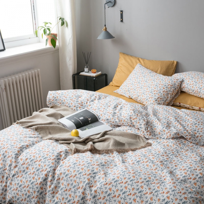 91家纺网 家纺一手货源 找家纺 艾沁家纺 iNS北欧小清新系列碎花全棉四件套 野子