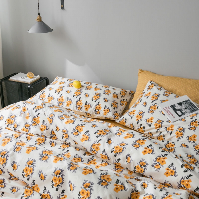 91家纺网 家纺一手货源 找家纺 艾沁家纺 iNS北欧小清新系列碎花全棉四件套 绽放