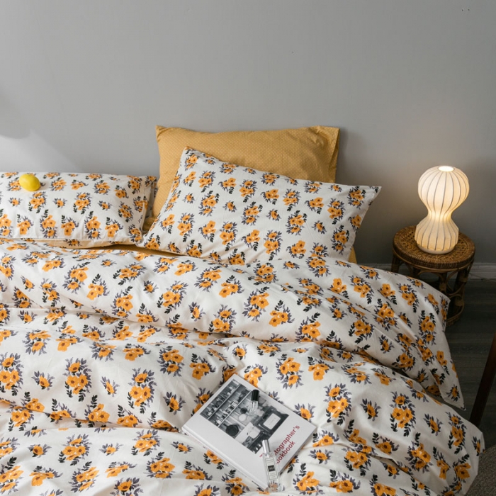 91家纺网 家纺一手货源 找家纺 艾沁家纺 iNS北欧小清新系列碎花全棉四件套 绽放