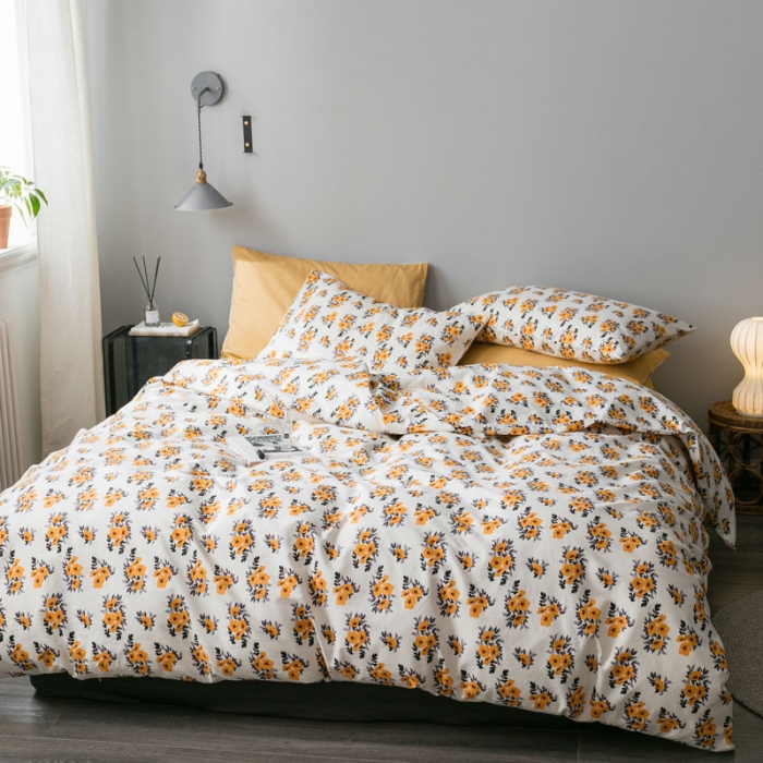 91家纺网 家纺一手货源 找家纺 艾沁家纺 iNS北欧小清新系列碎花全棉四件套 绽放