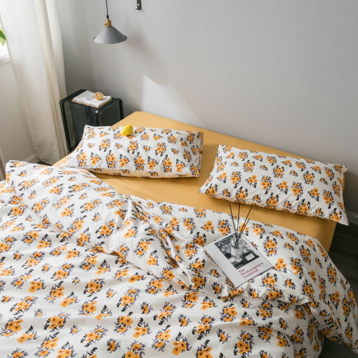 91家纺网 家纺一手货源 找家纺 艾沁家纺 iNS北欧小清新系列碎花全棉四件套 绽放