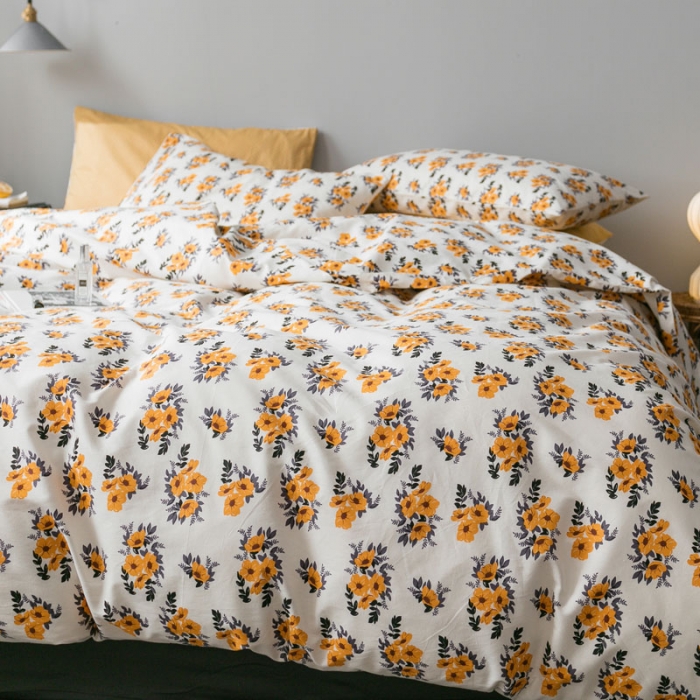 91家纺网 家纺一手货源 找家纺 艾沁家纺 iNS北欧小清新系列碎花全棉四件套 绽放