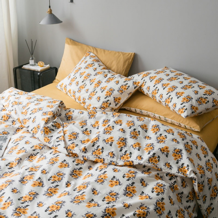 91家纺网 家纺一手货源 找家纺 艾沁家纺 iNS北欧小清新系列碎花全棉四件套 绽放