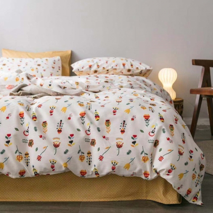 艾沁家纺 iNS北欧小清新系列碎花全棉四件套 午后时光