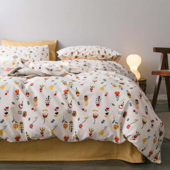 91家纺网 家纺一手货源 找家纺 艾沁家纺 iNS北欧小清新系列碎花全棉四件套 午后时光