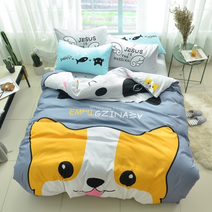 91家纺网 家纺一手货源 找家纺 涵宸家纺 新款全棉平网系列床单款潮酷-犬