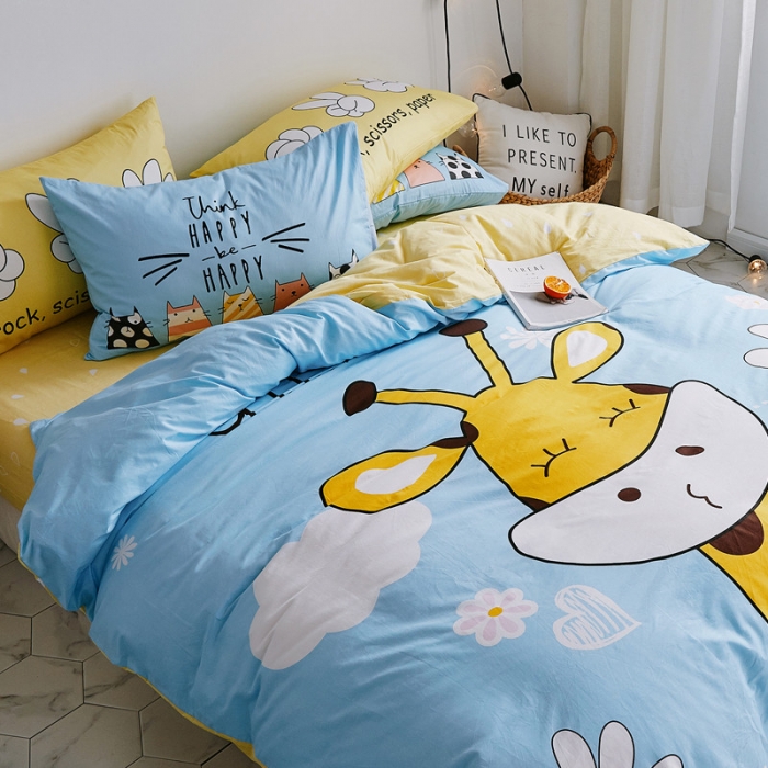 91家纺网 家纺一手货源 找家纺 涵宸家纺 新款全棉平网系列床单款 萌鹿