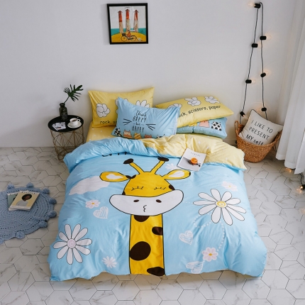 91家纺网 家纺一手货源 找家纺 涵宸家纺 新款全棉平网系列床单款 萌鹿