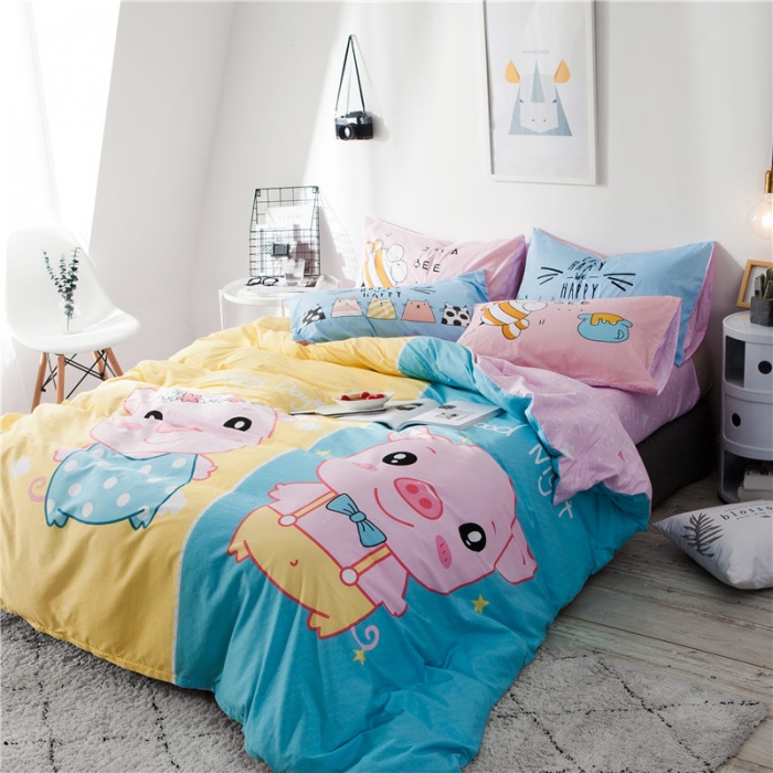 91家纺网 家纺一手货源 找家纺 涵宸家纺 新款全棉平网系列床单款 笨笨猪