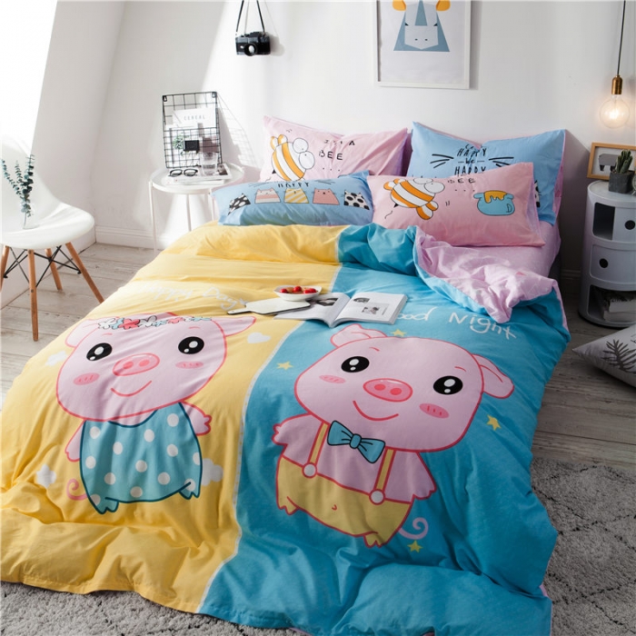 91家纺网 家纺一手货源 找家纺 涵宸家纺 新款全棉平网系列床单款 笨笨猪