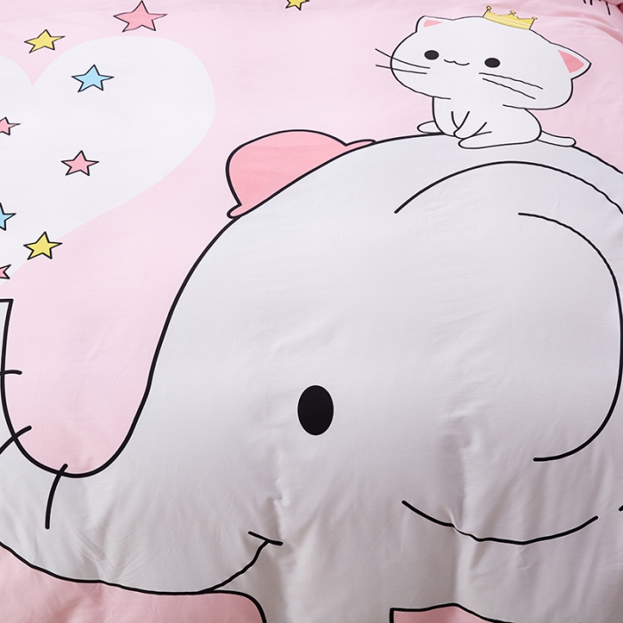 91家纺网 家纺一手货源 找家纺 涵宸家纺 大版全棉平网系列 （多规格）套件床单款 萌萌小像