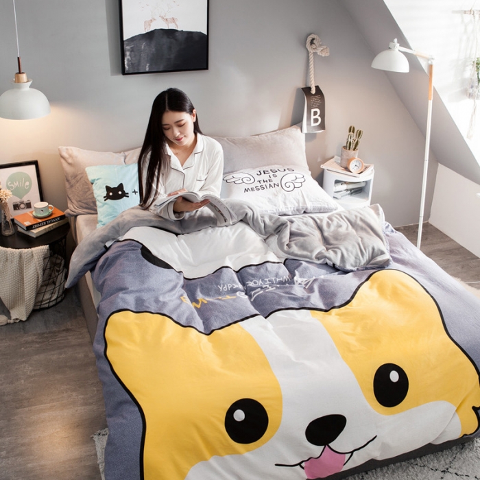 91家纺网 家纺一手货源 找家纺 涵宸家纺 新品绒-A棉大版B法莱绒套件床单款 潮酷