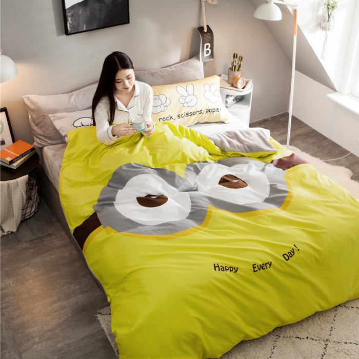 91家纺网 家纺一手货源 找家纺 涵宸家纺 新品绒-A棉大版B法莱绒套件床单款 大眼仔