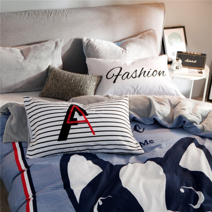 91家纺网 家纺一手货源 找家纺 涵宸家纺 新品绒-A棉大版B法莱绒套件床单款 斗牛