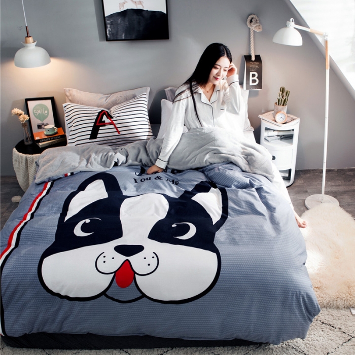 91家纺网 家纺一手货源 找家纺 涵宸家纺 新品绒-A棉大版B法莱绒套件床单款 斗牛