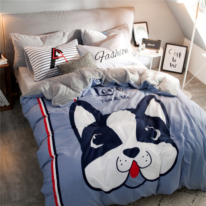 91家纺网 家纺一手货源 找家纺 涵宸家纺 新品绒-A棉大版B法莱绒套件床单款 斗牛