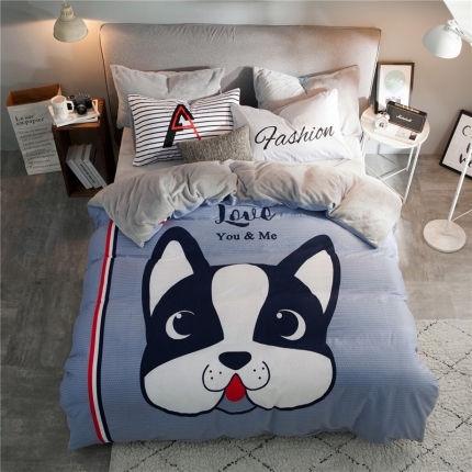 91家纺网 家纺一手货源 找家纺 涵宸家纺 新品绒-A棉大版B法莱绒套件床单款 斗牛