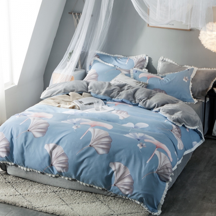 91家纺网 家纺一手货源 找家纺 涵宸家纺 新款绒-A针织磨毛B绒四件套 菲拉