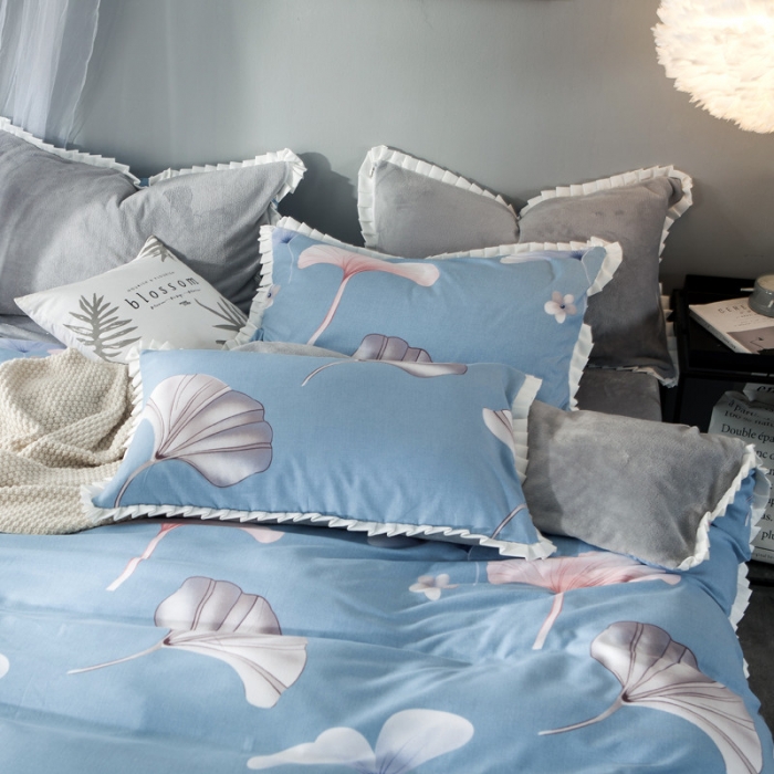 91家纺网 家纺一手货源 找家纺 涵宸家纺 新款绒-A针织磨毛B绒四件套 菲拉