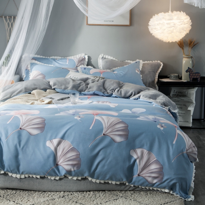 91家纺网 家纺一手货源 找家纺 涵宸家纺 新款绒-A针织磨毛B绒四件套 菲拉