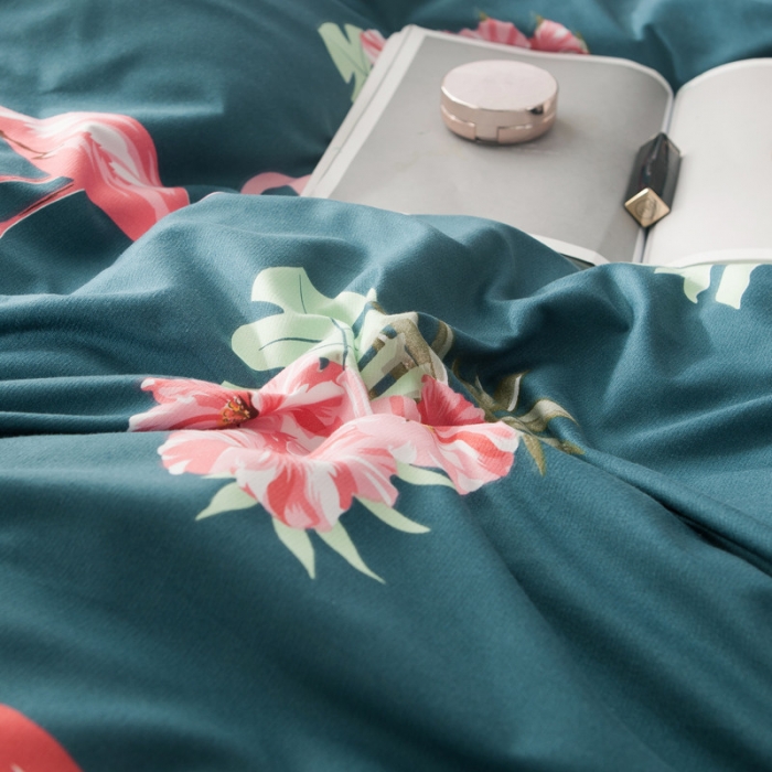 91家纺网 家纺一手货源 找家纺 涵宸家纺 新款绒-A针织磨毛B绒四件套 花鸟