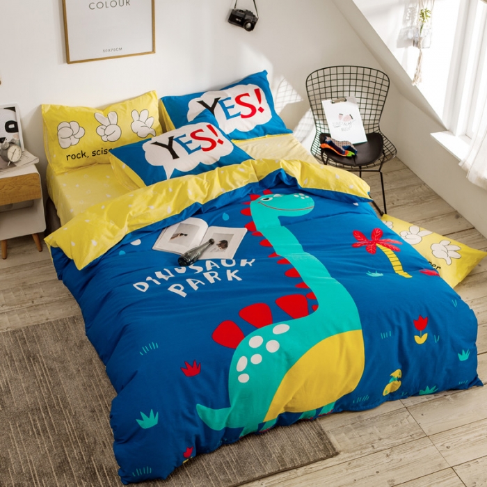 91家纺网 家纺一手货源 找家纺 涵宸家纺 大版全棉平网系列 （多规格）套件床单款 恐龙乐园