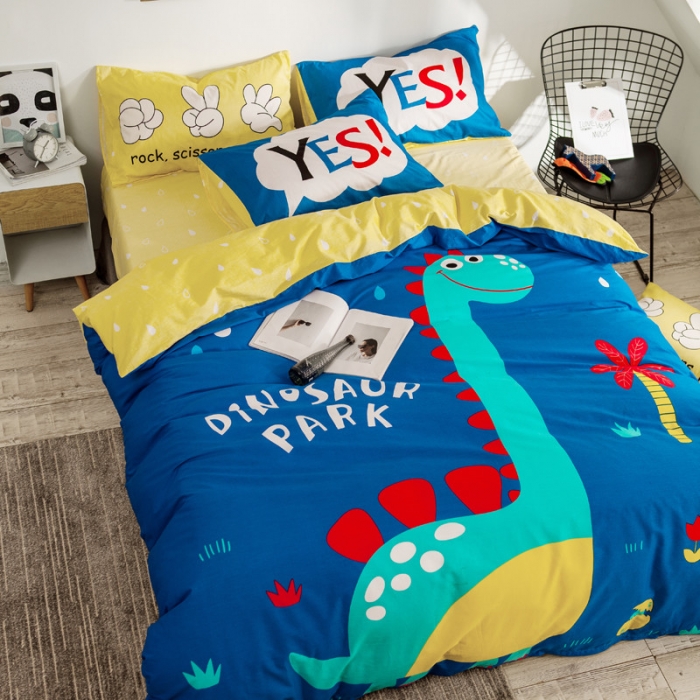 91家纺网 家纺一手货源 找家纺 涵宸家纺 大版全棉平网系列 （多规格）套件床单款 恐龙乐园