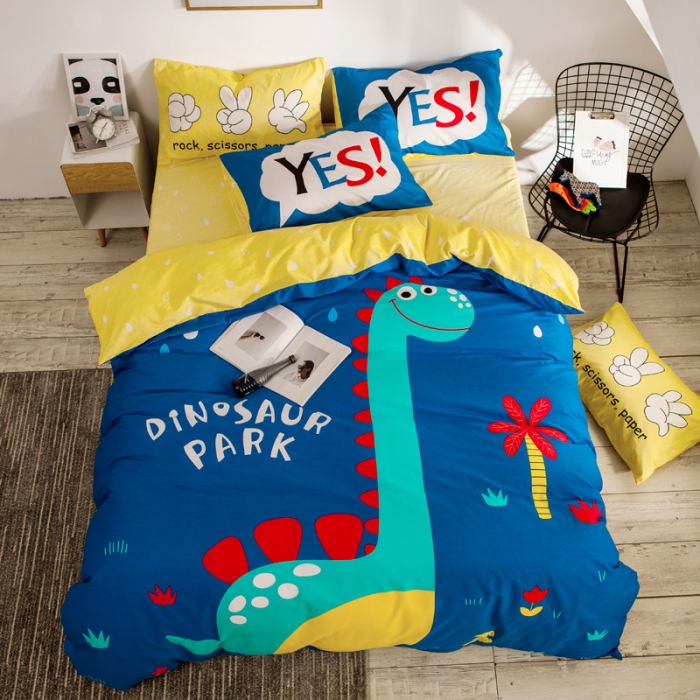 91家纺网 家纺一手货源 找家纺 涵宸家纺 大版全棉平网系列 （多规格）套件床单款 恐龙乐园