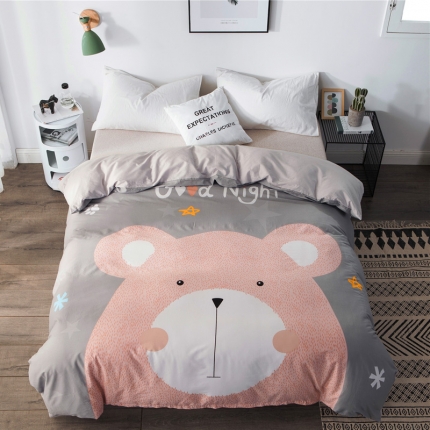 91家纺网 家纺一手货源 找家纺 涵宸家纺 单品大版全棉被套 笨笨熊