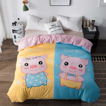 91家纺网 家纺一手货源 找家纺 涵宸家纺 单品大版全棉被套 笨笨猪