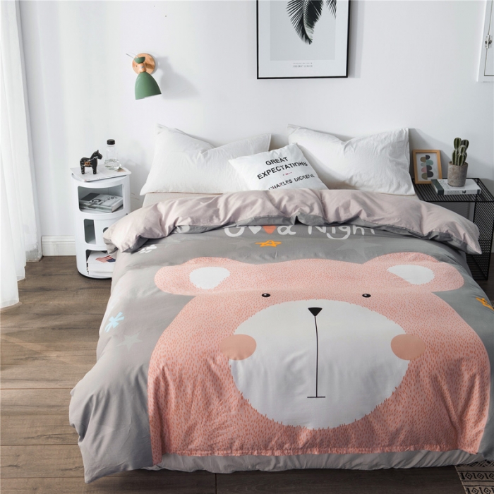 91家纺网 家纺一手货源 找家纺 涵宸家纺 单品大版全棉被套 笨笨熊