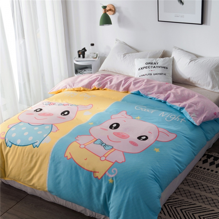91家纺网 家纺一手货源 找家纺 涵宸家纺 单品大版全棉被套 笨笨猪