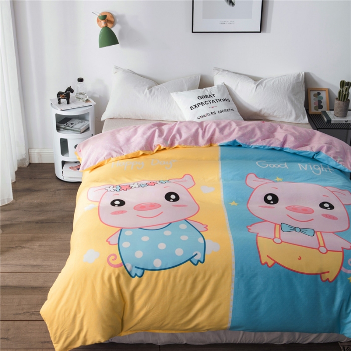 91家纺网 家纺一手货源 找家纺 涵宸家纺 单品大版全棉被套 笨笨猪