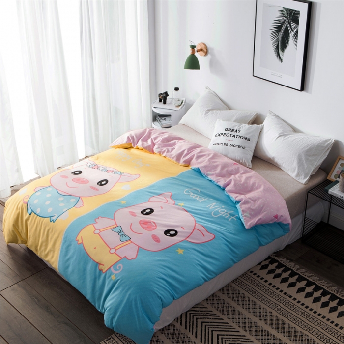 91家纺网 家纺一手货源 找家纺 涵宸家纺 单品大版全棉被套 笨笨猪