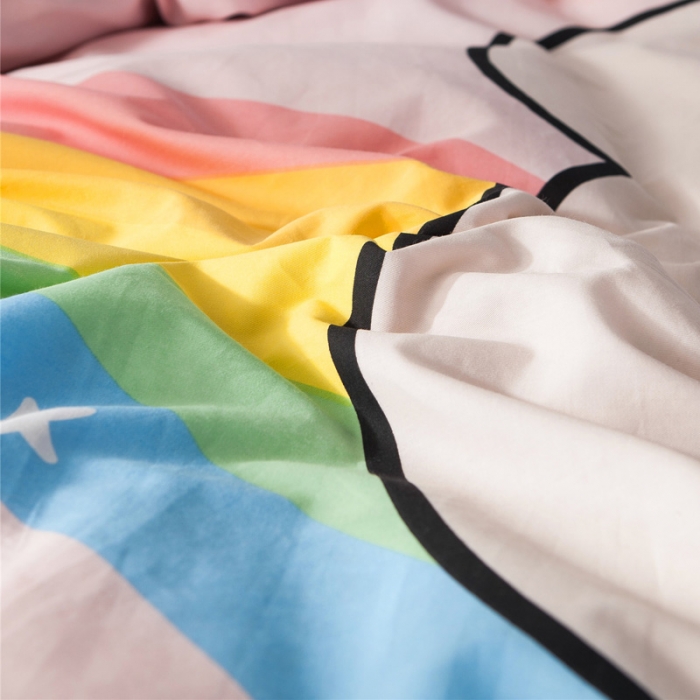 91家纺网 家纺一手货源 找家纺 涵宸家纺 单品大版全棉被套 彩虹熊