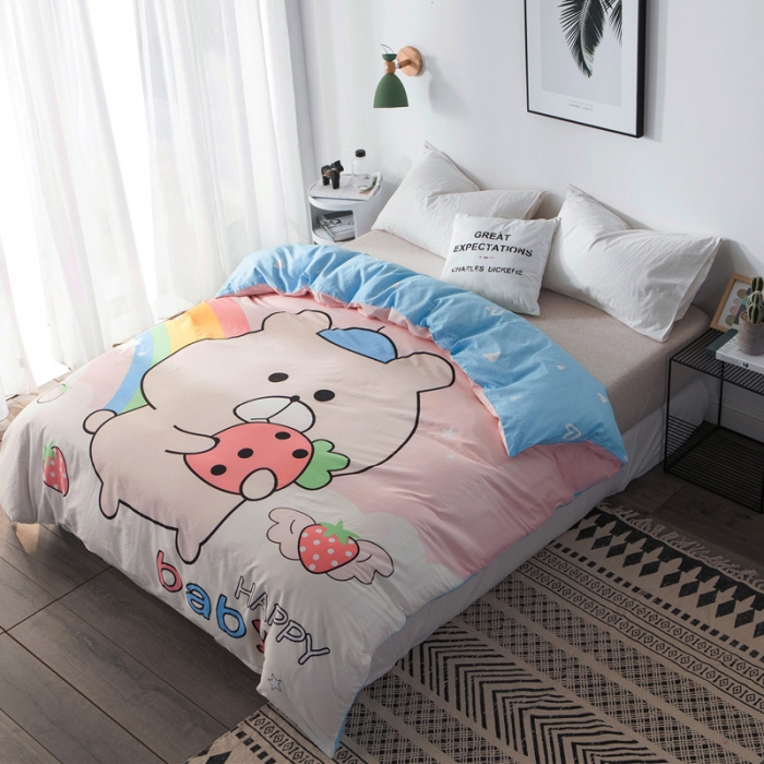91家纺网 家纺一手货源 找家纺 涵宸家纺 单品大版全棉被套 彩虹熊