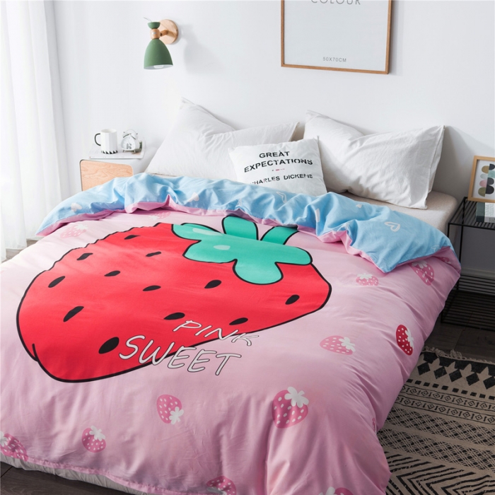 91家纺网 家纺一手货源 找家纺 涵宸家纺 单品大版全棉被套 草莓