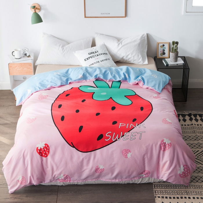 91家纺网 家纺一手货源 找家纺 涵宸家纺 单品大版全棉被套 草莓